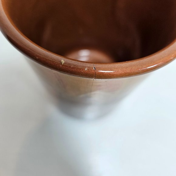 Noemi Italy Vase/Utensil Holder; Brown; Pottery; Ceramic; Drip Glazed; Vintage - Picture 5 of 7